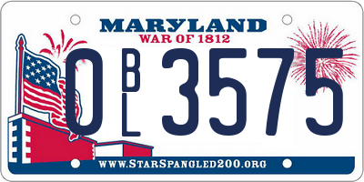 MD license plate 0BL3575