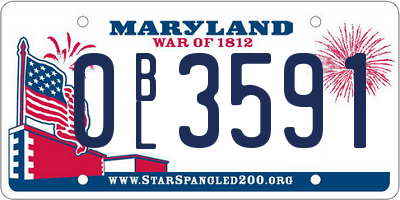 MD license plate 0BL3591
