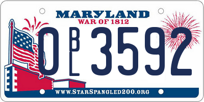 MD license plate 0BL3592
