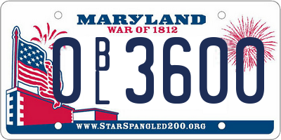 MD license plate 0BL3600