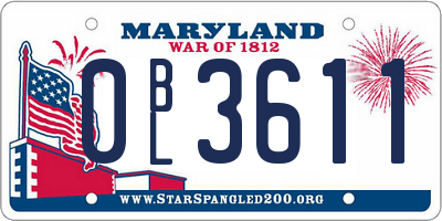 MD license plate 0BL3611