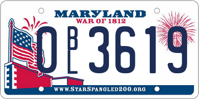 MD license plate 0BL3619