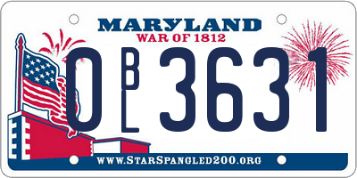 MD license plate 0BL3631