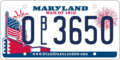 MD license plate 0BL3650