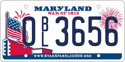 MD license plate 0BL3656