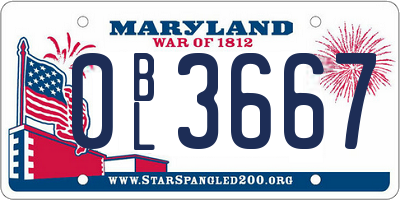 MD license plate 0BL3667
