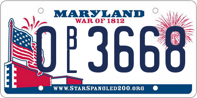 MD license plate 0BL3668