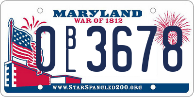 MD license plate 0BL3678