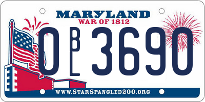 MD license plate 0BL3690
