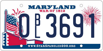 MD license plate 0BL3691