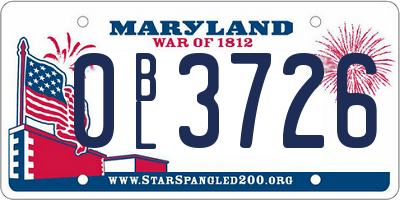 MD license plate 0BL3726