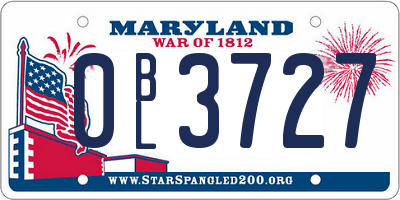 MD license plate 0BL3727