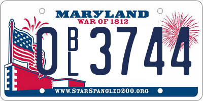 MD license plate 0BL3744