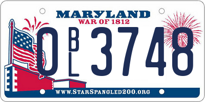 MD license plate 0BL3748