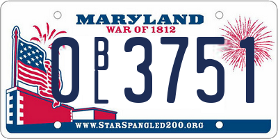 MD license plate 0BL3751