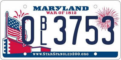 MD license plate 0BL3753