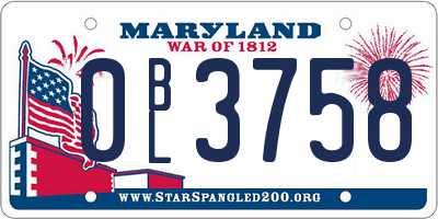 MD license plate 0BL3758