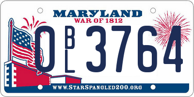 MD license plate 0BL3764