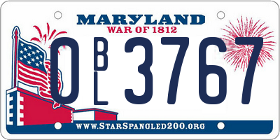 MD license plate 0BL3767