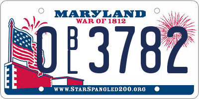 MD license plate 0BL3782