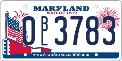 MD license plate 0BL3783