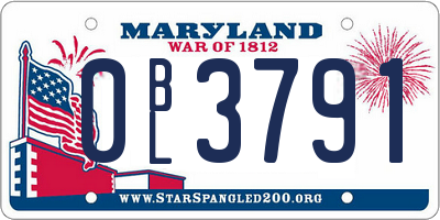MD license plate 0BL3791