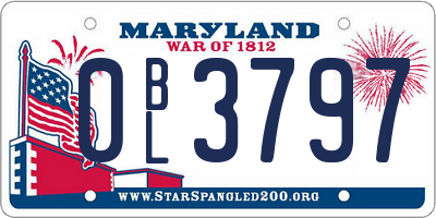MD license plate 0BL3797