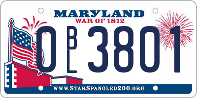 MD license plate 0BL3801