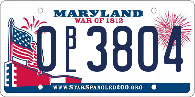 MD license plate 0BL3804