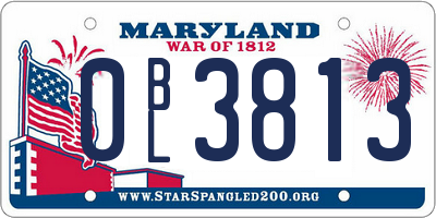MD license plate 0BL3813