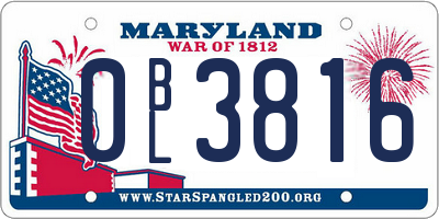 MD license plate 0BL3816