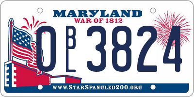 MD license plate 0BL3824