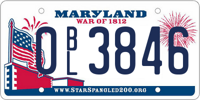 MD license plate 0BL3846