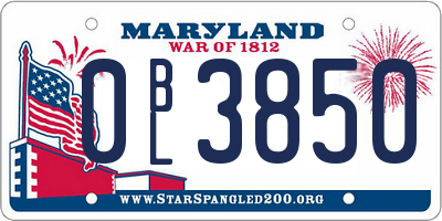 MD license plate 0BL3850