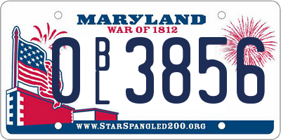 MD license plate 0BL3856