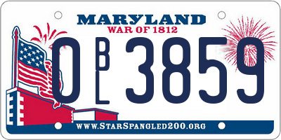 MD license plate 0BL3859