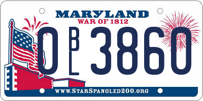 MD license plate 0BL3860