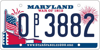 MD license plate 0BL3882