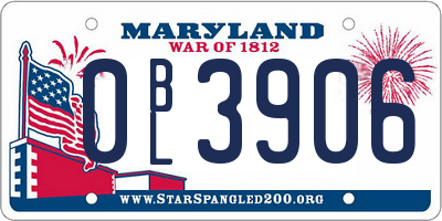 MD license plate 0BL3906