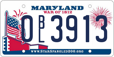 MD license plate 0BL3913