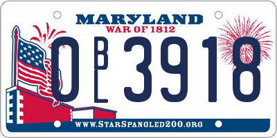 MD license plate 0BL3918