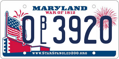 MD license plate 0BL3920
