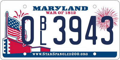 MD license plate 0BL3943