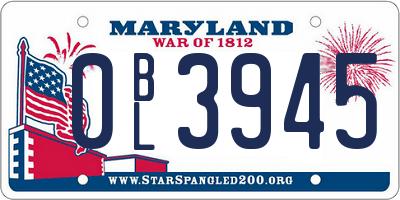 MD license plate 0BL3945