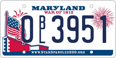 MD license plate 0BL3951
