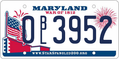 MD license plate 0BL3952