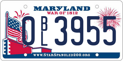 MD license plate 0BL3955