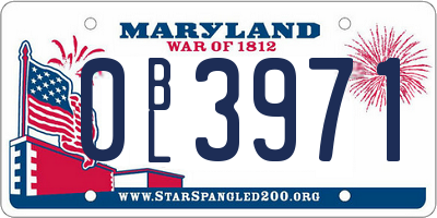 MD license plate 0BL3971