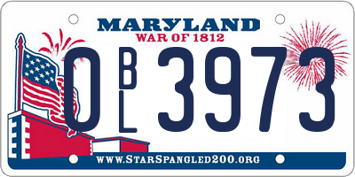 MD license plate 0BL3973