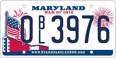 MD license plate 0BL3976